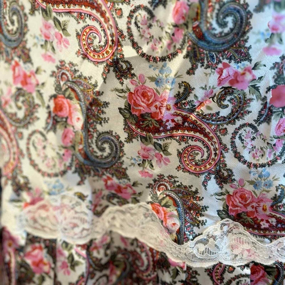 Victoria Secrets Floral Paisley Lace Trim Cami Mini Dress Lingerie Sleepwear‎ - Picture 8 of 14